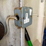 1 gang socket metal clad with no grommet or gland eicr failure live parts accessible