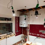 kitchen rewire boiler in corner downlight illuminated